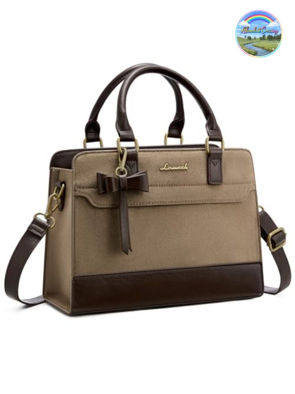 Faux Suede Satchel Handbag Tote Purse with Zipper